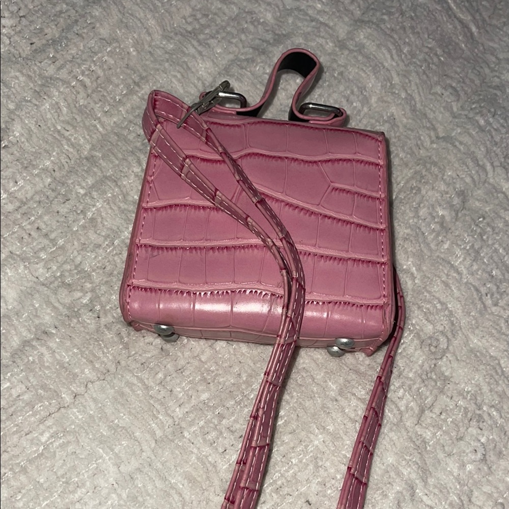 Pink Croc-Embossed Mini Bag - Picture 3 of 3